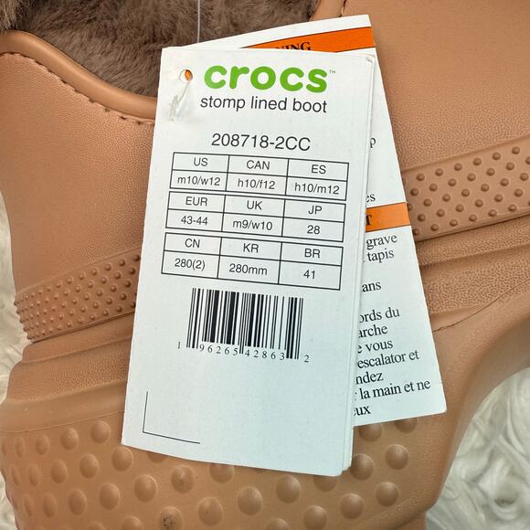 Crocs Stomp Lined Boot Size W12 M 10 Blush Pink Beige NWT - Picture 4 of 16